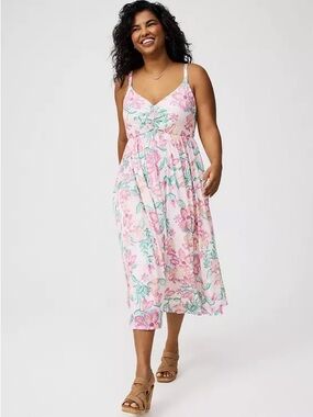 NWT Torrid Flowy Floral Cami Midi Dress Tie Back Detail Plus Size 3 22/24